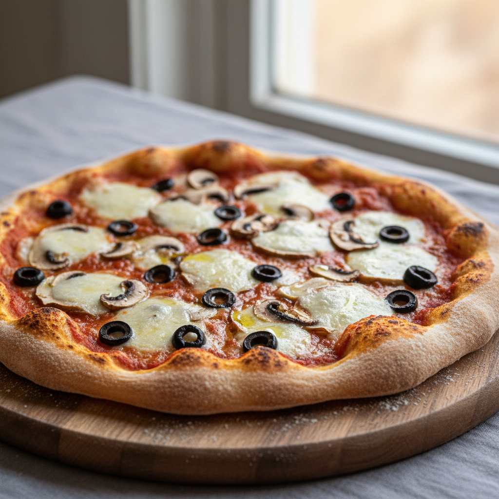 Mushroom and Olive Pizza